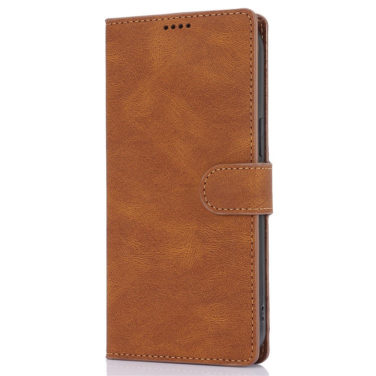 For iPhone 16 Plus Case PU Leather Wallet Phone Cover with Hand Strap - Brown