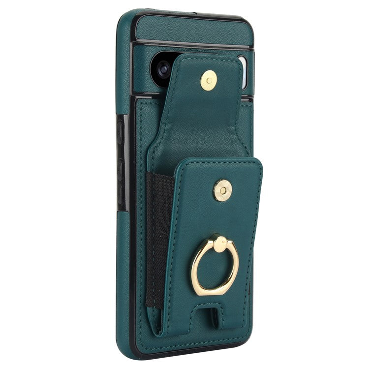 For Google Pixel 8 Pro Case Anit-Fall Kickstand Leather + TPU Phone Cover - Green