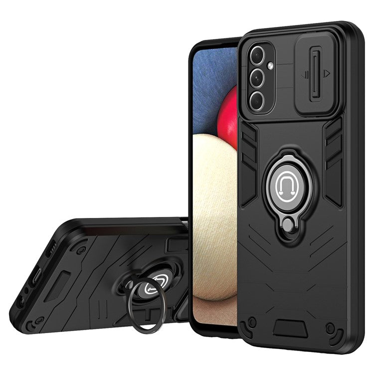 For Samsung Galaxy A54 5G Case Slide Lens Cover Kickstand Phone Protector - Black