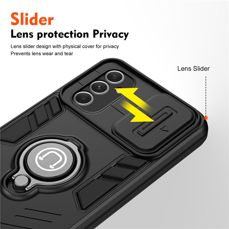For Samsung Galaxy A54 5G Case Slide Lens Cover Kickstand Phone Protector - Black