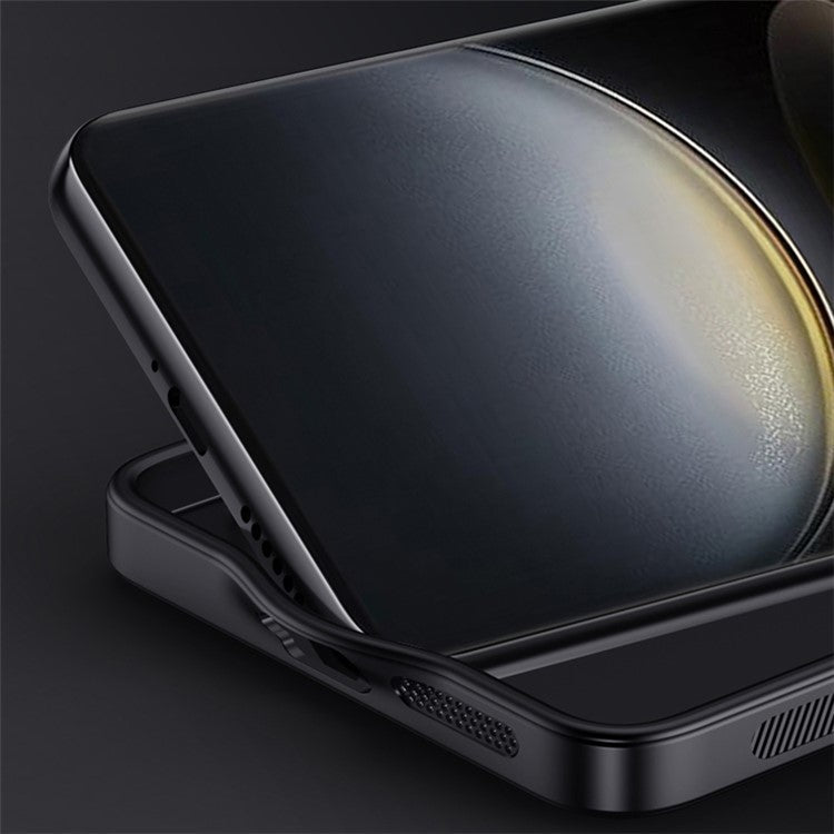 For vivo X100 Ultra 5G Case Wood Grain Leather Back Cover Slim Design - Black