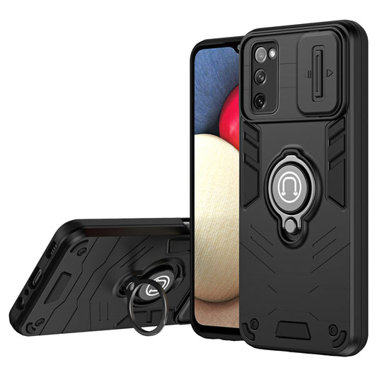 For Samsung Galaxy S20 FE 5G / S20 FE / S20 FE 2022 / S20 Lite Case Slide Lens Guard Phone Kickstand Cover - Black