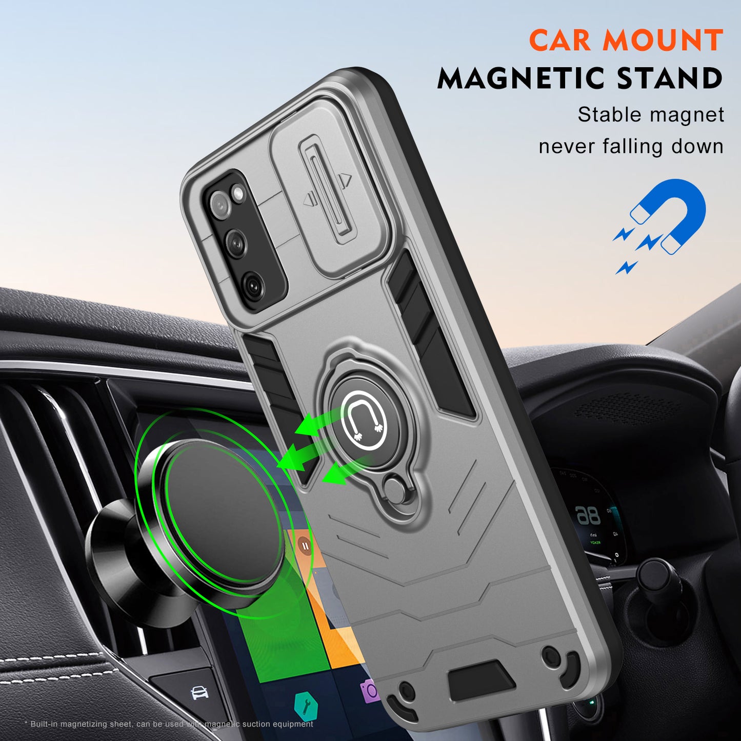 For Samsung Galaxy S20 FE 5G / S20 FE / S20 FE 2022 / S20 Lite Case Slide Lens Guard Phone Kickstand Cover - Grey