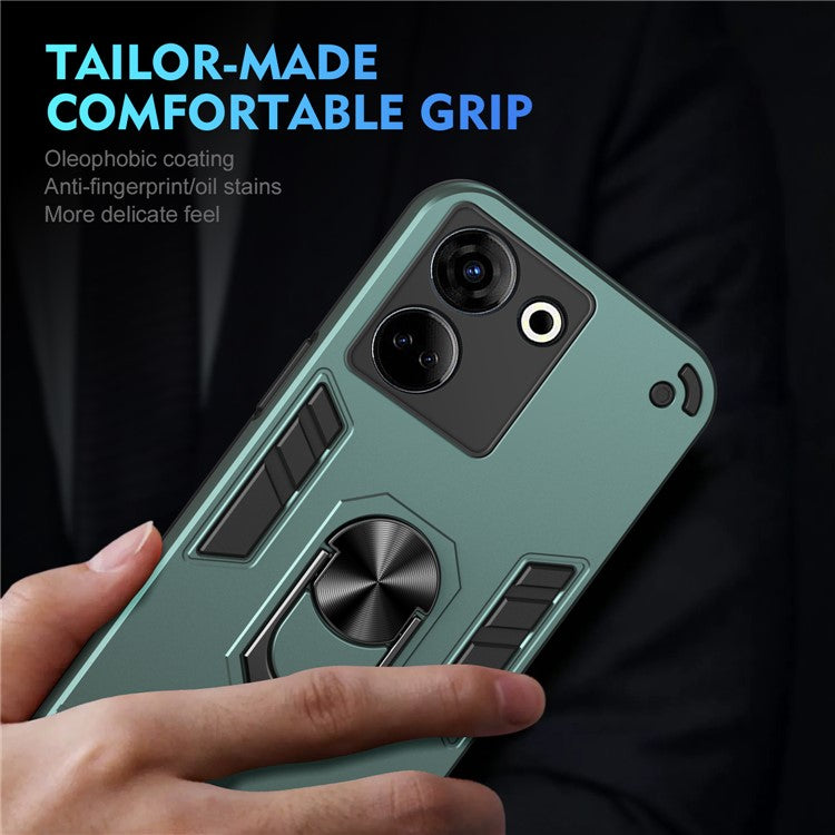 For TECNO Camon 20 Pro 4G Case PC+TPU Armor Phone Cover with Kickstand - Green