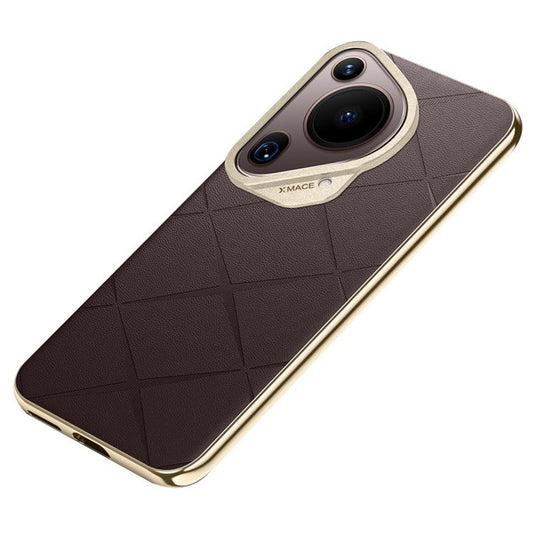 For Huawei Pura 70 Ultra Case Anti-Scratch Leather TPU Frame Phone Cover - Brown