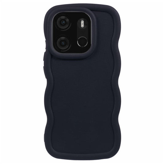 XL Series For TECNO Spark Go 2023 4G SMART7 Cover Solid Color Wavy Edge TPU Phone Case (Large Hole) - Black