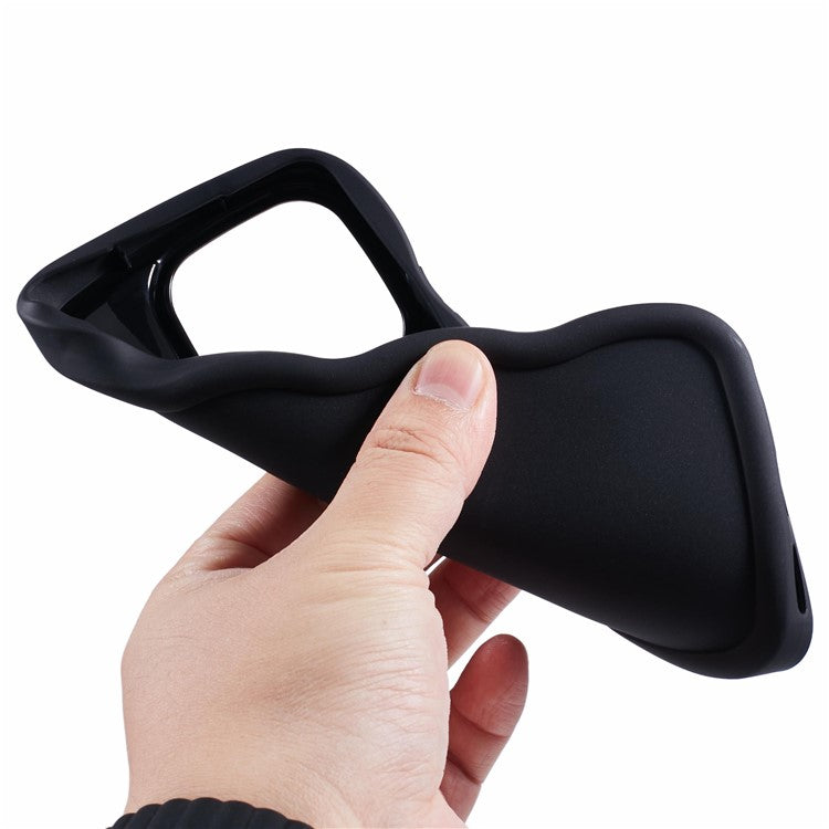 XL Series For TECNO Spark Go 2023 4G SMART7 Cover Solid Color Wavy Edge TPU Phone Case (Large Hole) - Black