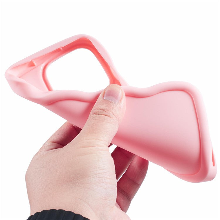 XL Series For TECNO Spark Go 2023 4G SMART7 Cover Solid Color Wavy Edge TPU Phone Case (Large Hole) - Pink