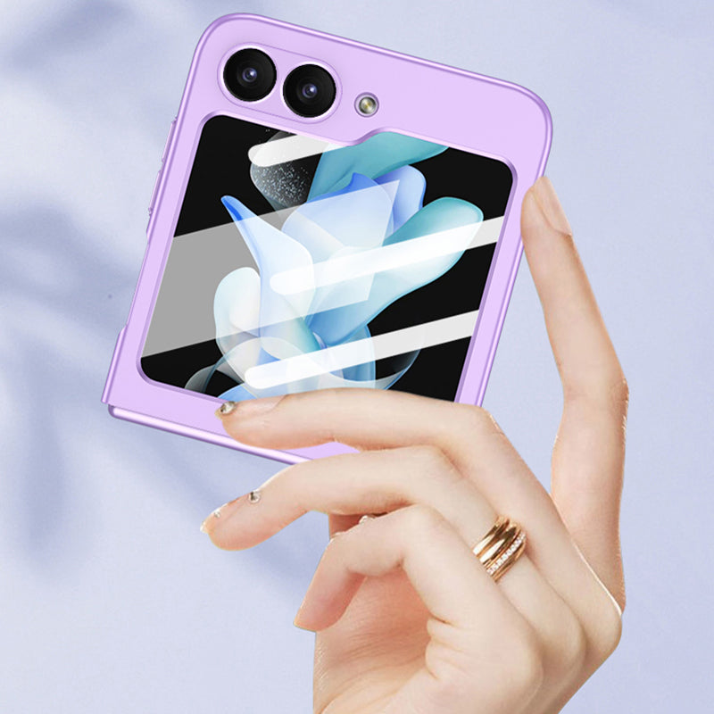 GKK For Samsung Galaxy Z Flip6 5G Case Ultra-slim PC Phone Cover with Small Screen Film - Pink