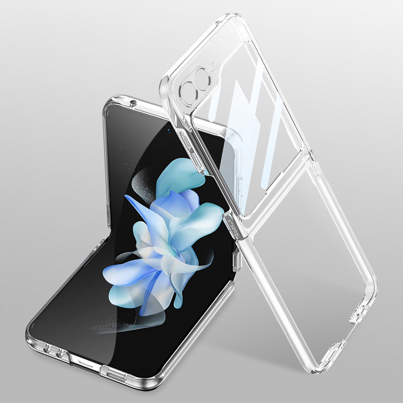 GKK For Samsung Galaxy Z Flip6 5G Electroplating PC Phone Shell with Front Screen Film - Transparent