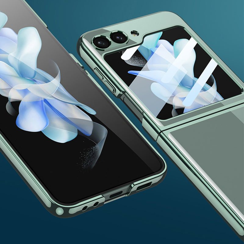 GKK For Samsung Galaxy Z Flip6 5G Electroplating PC Phone Shell with Front Screen Film - Transparent