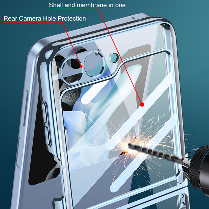 GKK For Samsung Galaxy Z Flip6 5G Electroplating PC Phone Shell with Front Screen Film - Transparent