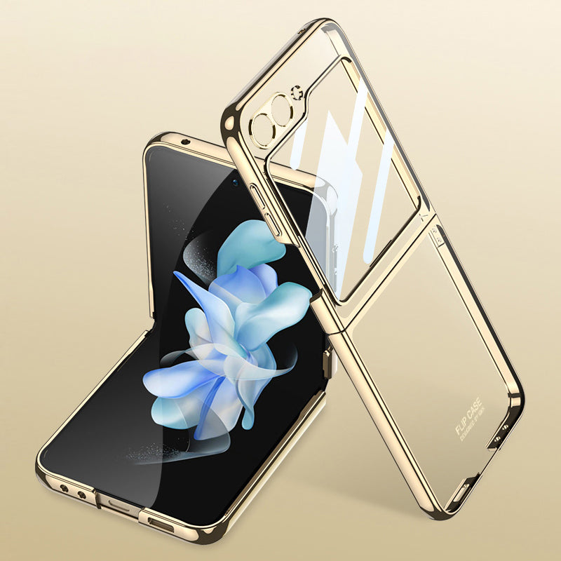 GKK For Samsung Galaxy Z Flip6 5G Electroplating PC Phone Shell with Front Screen Film - Champagne Gold