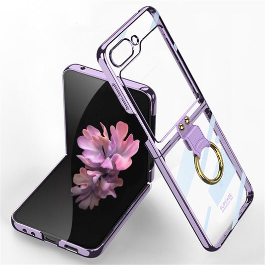 GKK For Samsung Galaxy Z Flip7 FE 5G / Z Flip6 5G Kickstand Case Electroplating PC Phone Shell with Screen Film - Purple