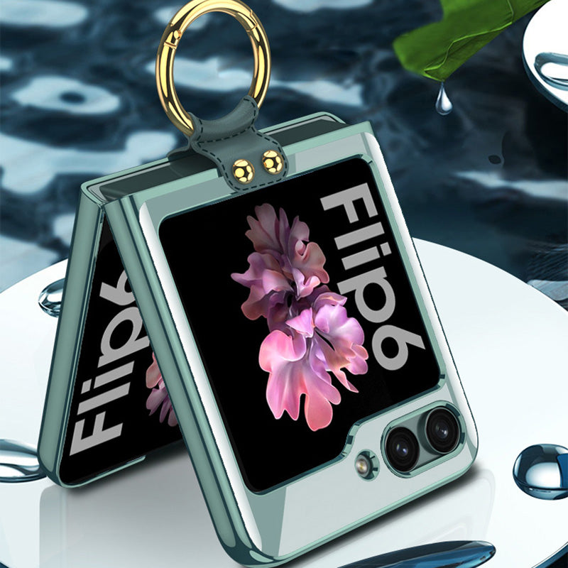 GKK For Samsung Galaxy Z Flip6 5G Kickstand Case Electroplating PC Phone Shell with Screen Film - Transparent