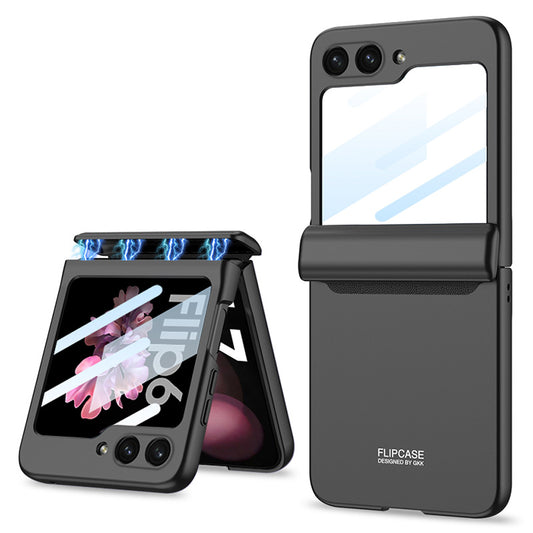 GKK For Samsung Galaxy Z Flip6 5G Case Magnetic Hinge PC Phone Cover with Small Screen Film - Black