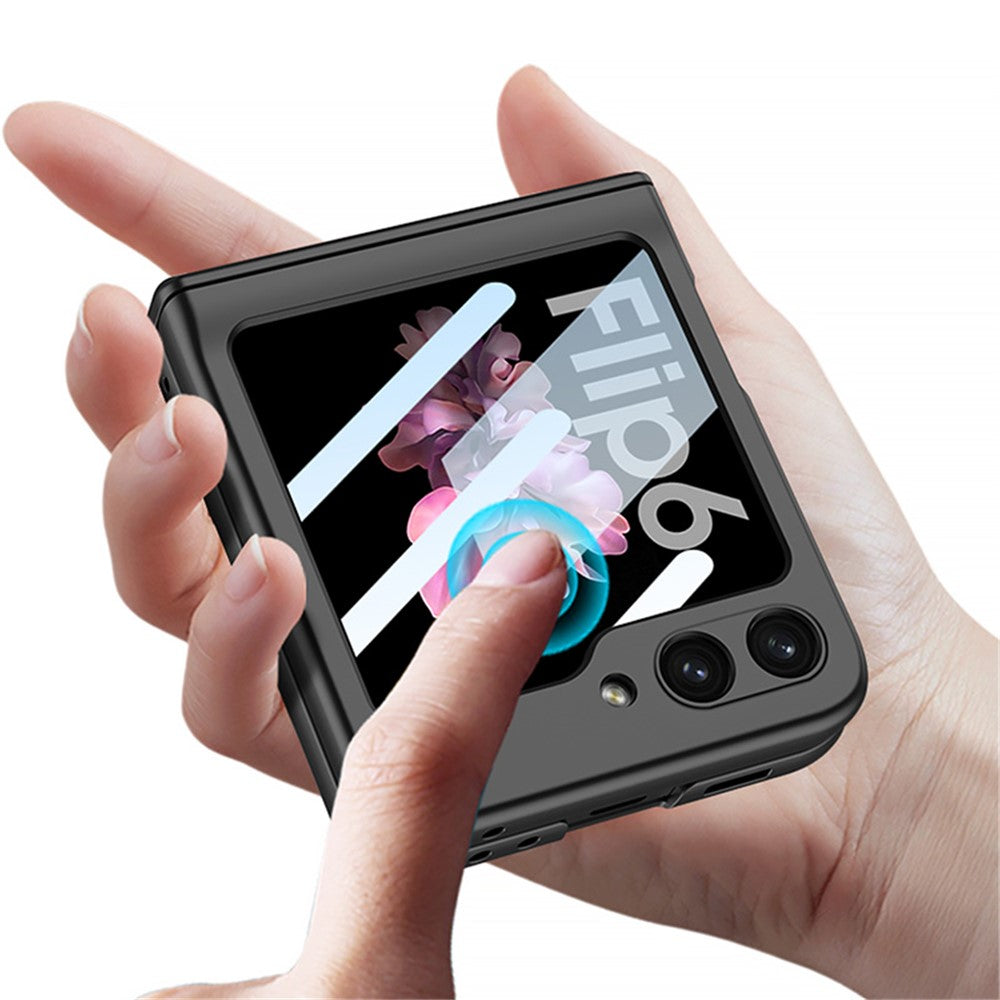 GKK For Samsung Galaxy Z Flip7 FE 5G / Z Flip6 5G Case Magnetic Hinge PC Phone Cover with Small Screen Film - Black
