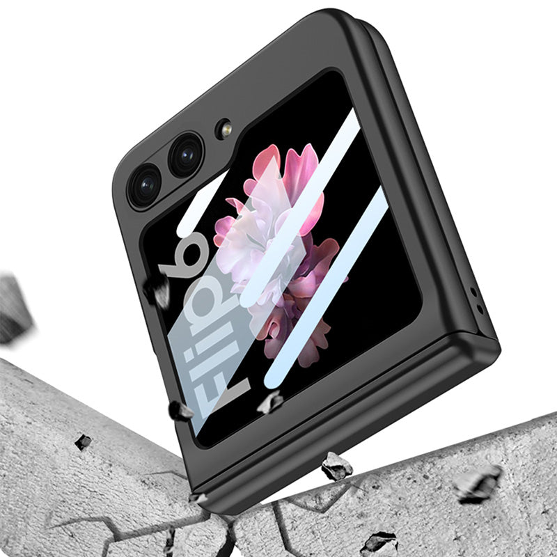 GKK For Samsung Galaxy Z Flip6 5G Case Magnetic Hinge PC Phone Cover with Small Screen Film - Black