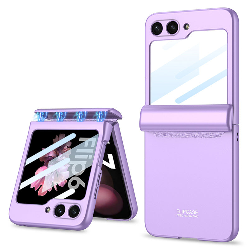 GKK For Samsung Galaxy Z Flip6 5G Case Magnetic Hinge PC Phone Cover with Small Screen Film - Purple