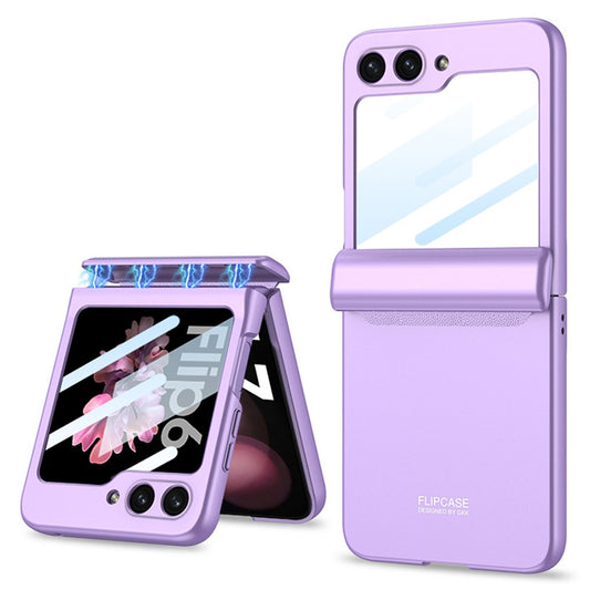 GKK For Samsung Galaxy Z Flip7 FE 5G / Z Flip6 5G Case Magnetic Hinge PC Phone Cover with Small Screen Film - Purple