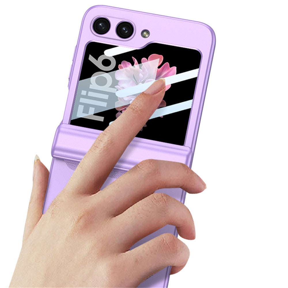 GKK For Samsung Galaxy Z Flip7 FE 5G / Z Flip6 5G Case Magnetic Hinge PC Phone Cover with Small Screen Film - Purple