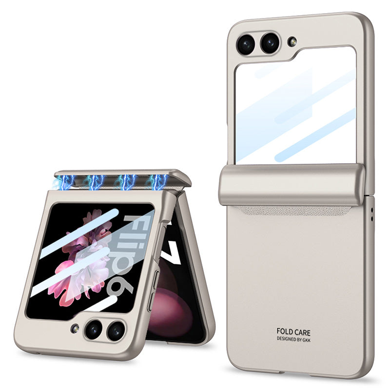 GKK For Samsung Galaxy Z Flip6 5G Case Magnetic Hinge PC Phone Cover with Small Screen Film - Grey