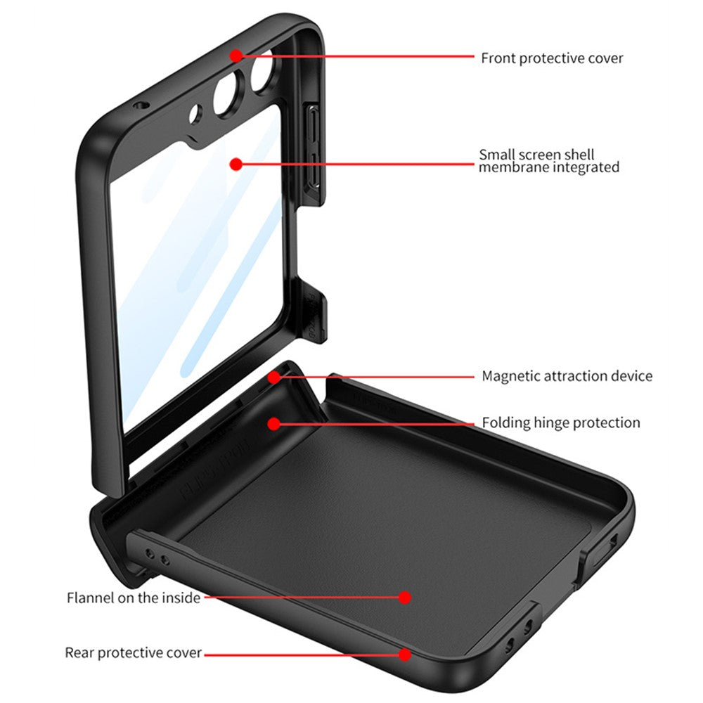 GKK For Samsung Galaxy Z Flip7 FE 5G / Z Flip6 5G Case Magnetic Hinge PC Phone Cover with Small Screen Film - Grey