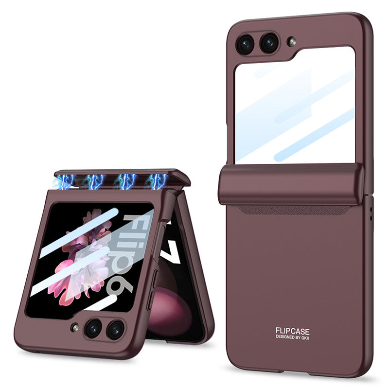 GKK For Samsung Galaxy Z Flip6 5G Case Magnetic Hinge PC Phone Cover with Small Screen Film - Wine Red