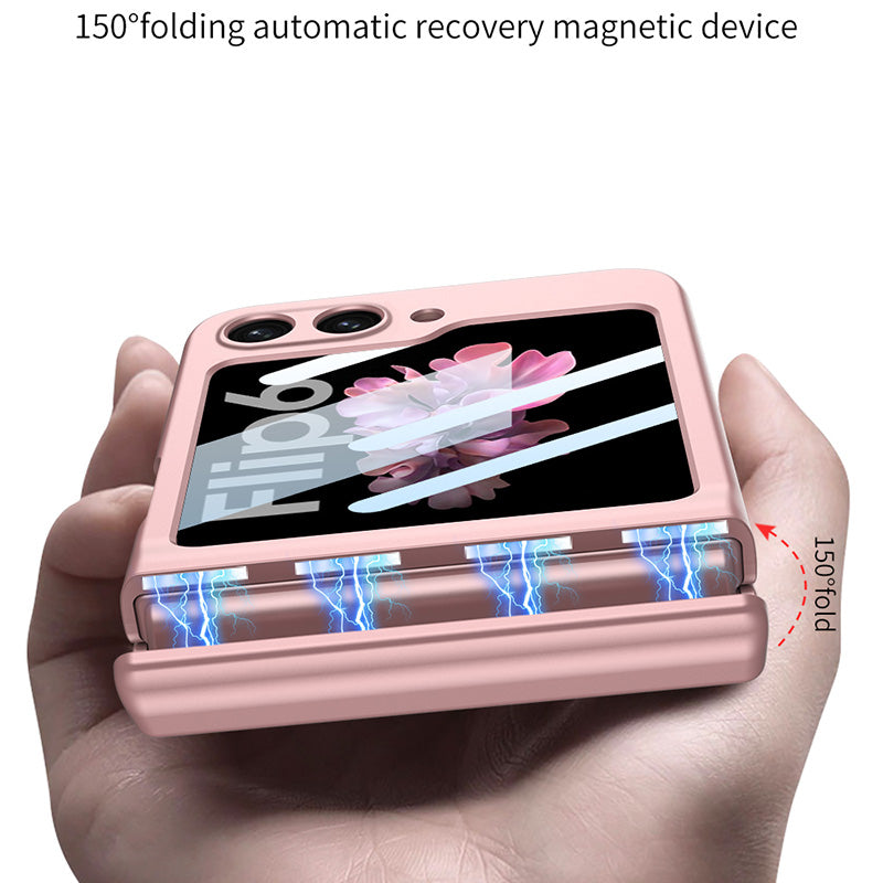 GKK For Samsung Galaxy Z Flip6 5G Case Magnetic Hinge PC Phone Cover with Small Screen Film - Pink