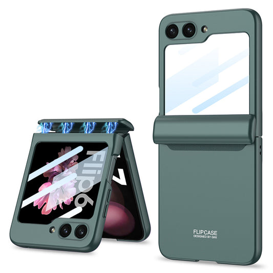 GKK For Samsung Galaxy Z Flip6 5G Case Magnetic Hinge PC Phone Cover with Small Screen Film - Green