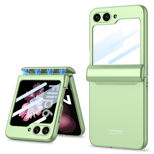 GKK For Samsung Galaxy Z Flip7 FE 5G / Z Flip6 5G Case Magnetic Hinge PC Phone Cover with Small Screen Film - Matcha Green