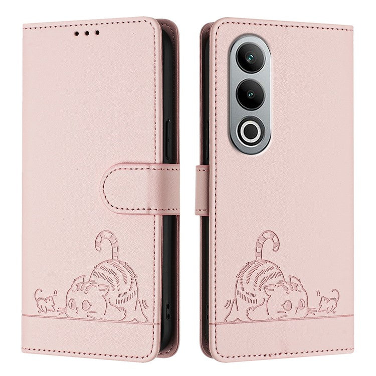 YB Imprinting Series-9 for OnePlus Nord CE4 5G Wallet Case RFID Blocking Leather Flip Phone Cover - Pink