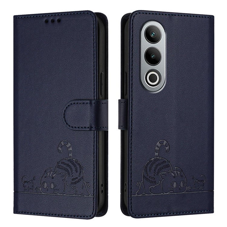 YB Imprinting Series-9 for OnePlus Nord CE4 5G Wallet Case RFID Blocking Leather Flip Phone Cover - Sapphire