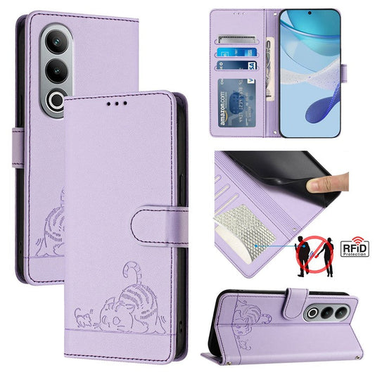 YB Imprinting Series-9 for OnePlus Nord CE4 5G Wallet Case RFID Blocking Leather Flip Phone Cover - Purple