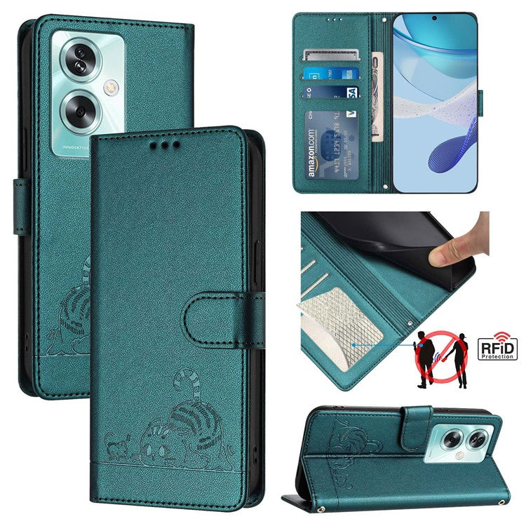 YB Imprinting Series-9 for OnePlus Nord N30 SE 5G Case Leather Phone Cover Stand View - Dark Green