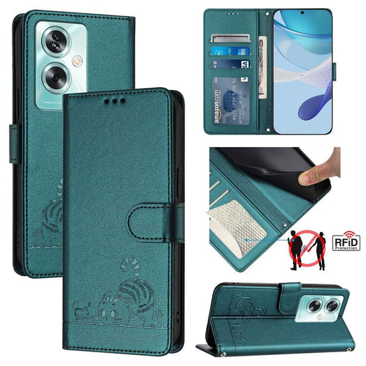 YB Imprinting Series-9 for OnePlus Nord N30 SE 5G Case Leather Phone Cover Stand View - Dark Green