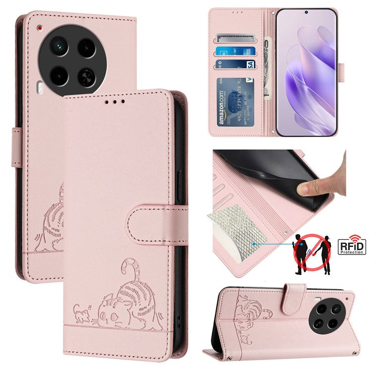 YB Imprinting Series-9 for TECNO Camon 30 4G / Camon 30 5G Leather Case RFID Blocking - Pink