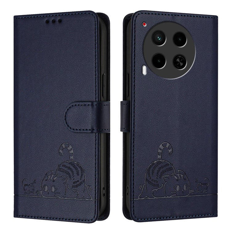 YB Imprinting Series-9 for TECNO Camon 30 4G / Camon 30 5G Leather Case RFID Blocking - Sapphire