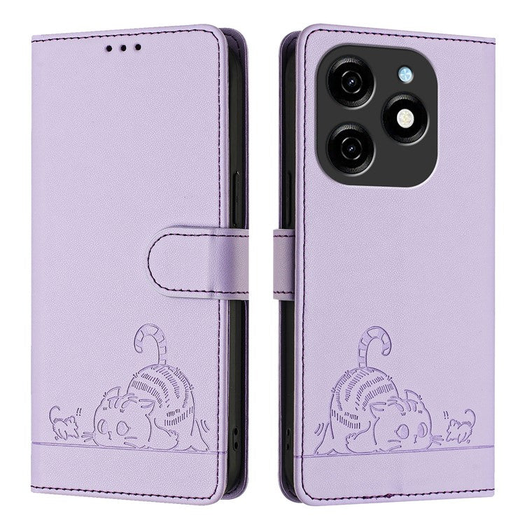 YB Imprinting Series-9 for TECNO Spark 20 Phone Case RFID Blocking Imprint Leather Cover - Purple