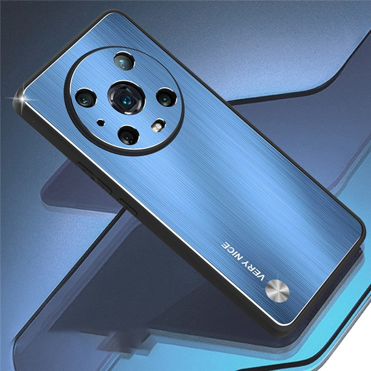 For Honor Magic4 Pro 5G Brushed Aluminium Alloy Back + TPU Frame Phone Case Precise Cutout Protective Cover - Blue