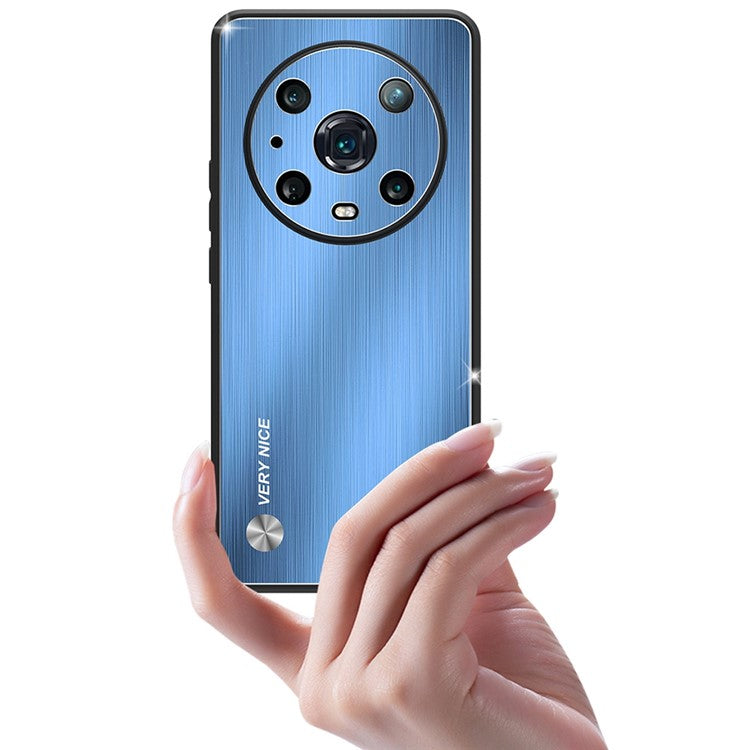 For Honor Magic4 Pro 5G Brushed Aluminium Alloy Back + TPU Frame Phone Case Precise Cutout Protective Cover - Blue