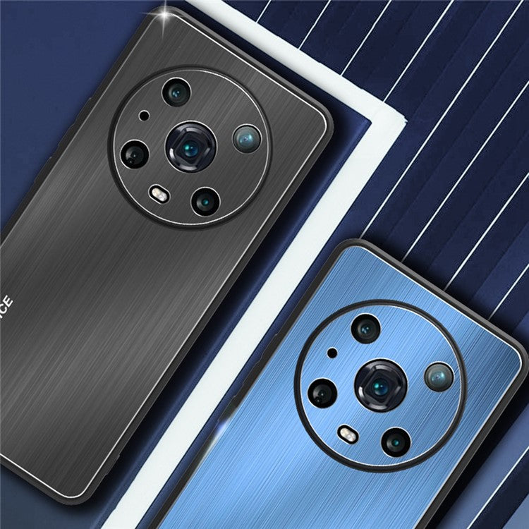 For Honor Magic4 Pro 5G Brushed Aluminium Alloy Back + TPU Frame Phone Case Precise Cutout Protective Cover - Black