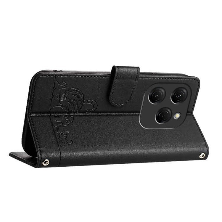 YB Imprinting Series-9 for TECNO Spark 20 Pro Case RFID Blocking Imprinted Leather Phone Cover - Black