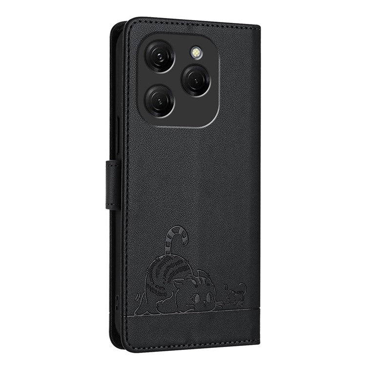 YB Imprinting Series-9 for TECNO Spark 20 Pro Case RFID Blocking Imprinted Leather Phone Cover - Black