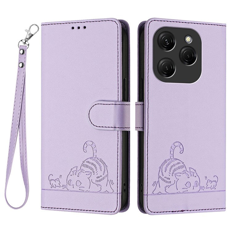 YB Imprinting Series-9 for TECNO Spark 20 Pro Case RFID Blocking Imprinted Leather Phone Cover - Purple