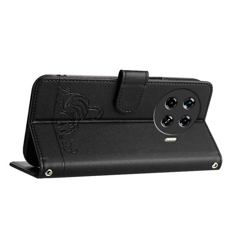 YB Imprinting Series-9 for TECNO Spark 20 Pro+ Case RFID Blocking Leather Wallet Phone Cover - Black