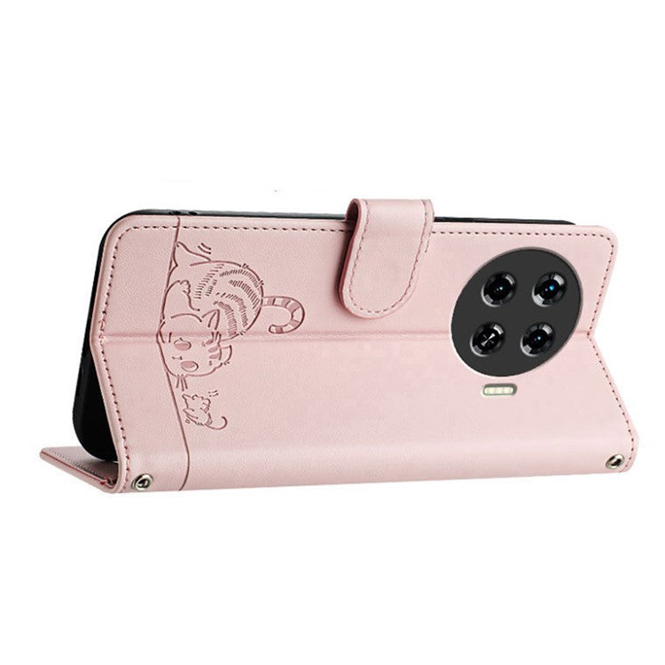 YB Imprinting Series-9 for TECNO Spark 20 Pro+ Case RFID Blocking Leather Wallet Phone Cover - Pink