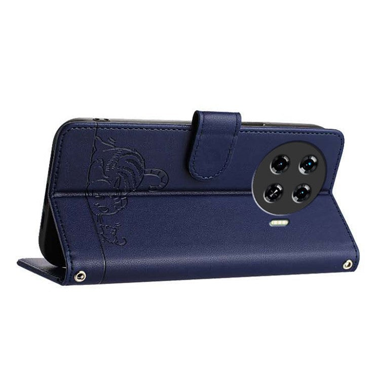 YB Imprinting Series-9 for TECNO Spark 20 Pro+ Case RFID Blocking Leather Wallet Phone Cover - Sapphire