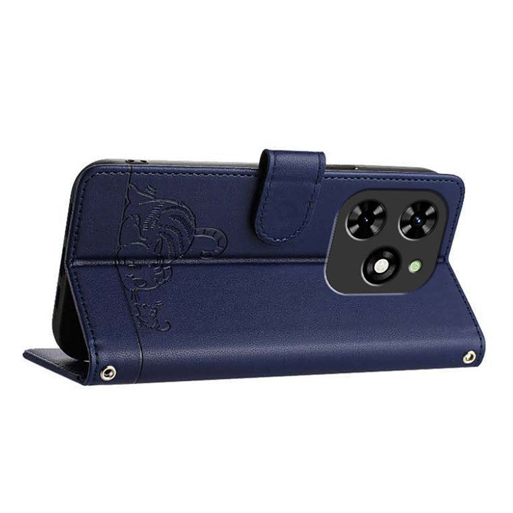 YB Imprinting Series-9 for TECNO Spark Go 2024 4G / Spark 20C Case Cat Mouse Pattern Leather Wallet Phone Cover - Sapphire