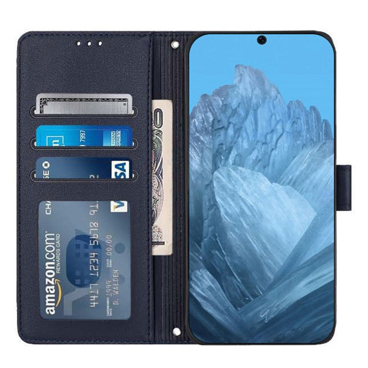 YB Imprinting Series-9 for Google Pixel 9 / 9 Pro Case PU Leather Cat Mouse Folio Phone Cover - Sapphire